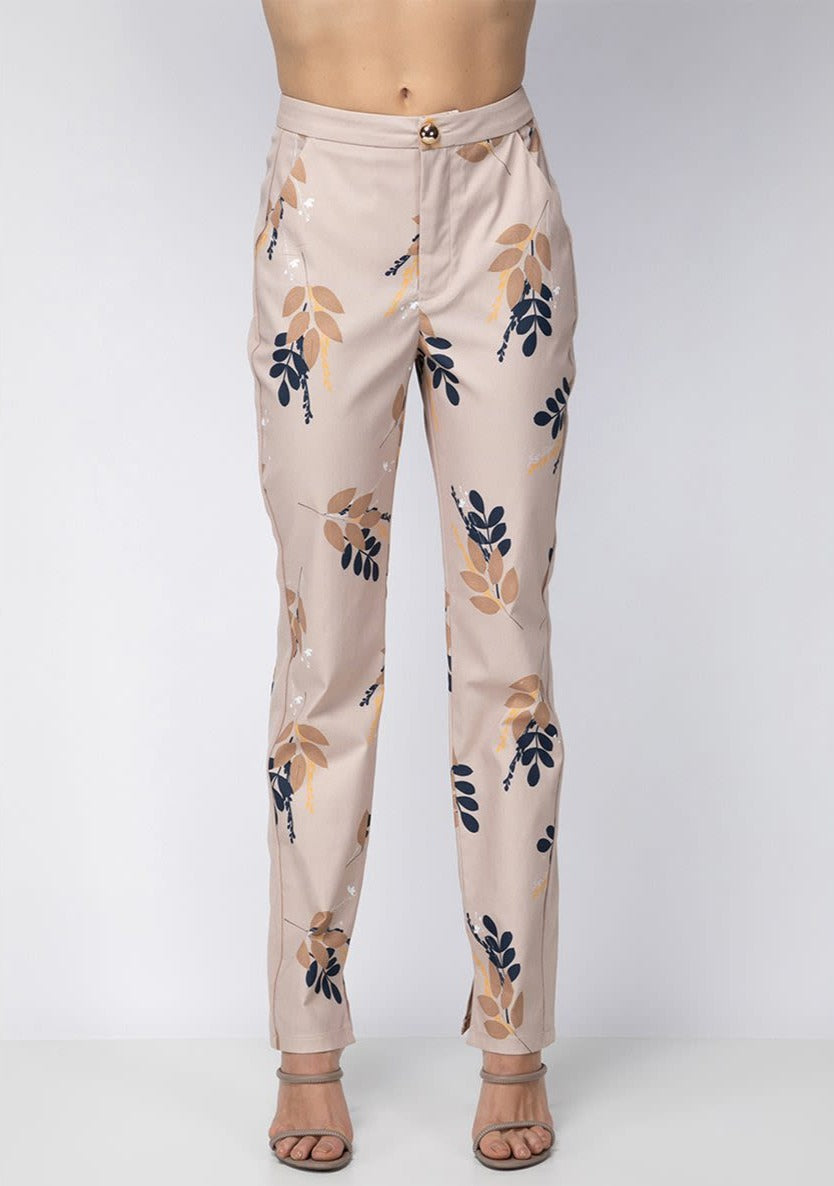 Pantalón skinny beige diseño